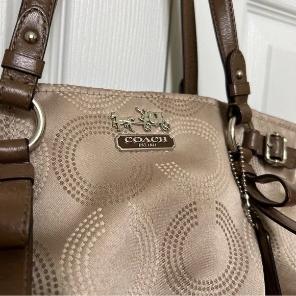 Coach Gold Dotted Madison Handbag (Authentic) - Picture 2 of 7